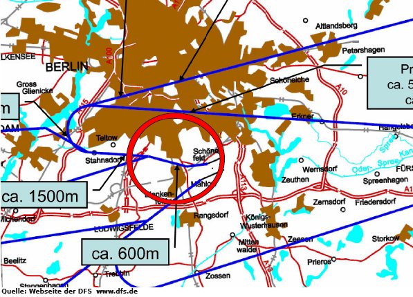 Flugrouten über Waldblick